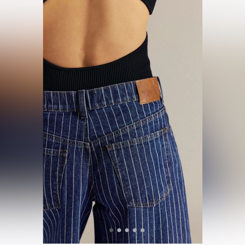 We The Free High Top Pinstripe Culottes Wide Leg Cropped Pinstripe - Picture 2 of 8